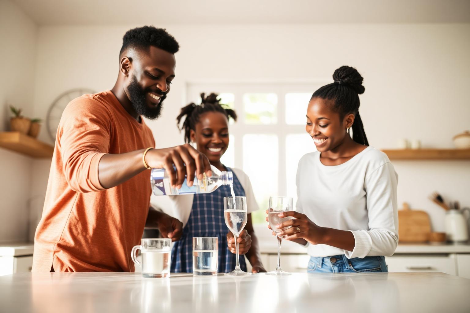 A Ghanaian family with AVEA water